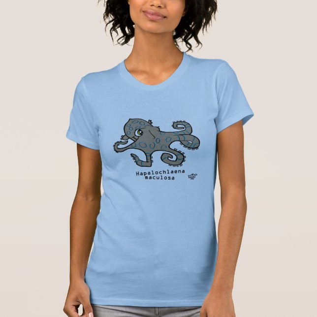 T-shirt Poulpe bleu d'anneau (Devant)