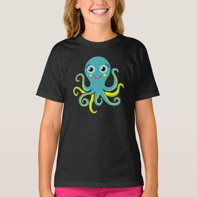 T-shirt Poulpe bleu et jaune (Devant)