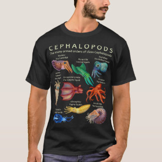 T-shirt poulpe, calmar, seiche et Nautilus