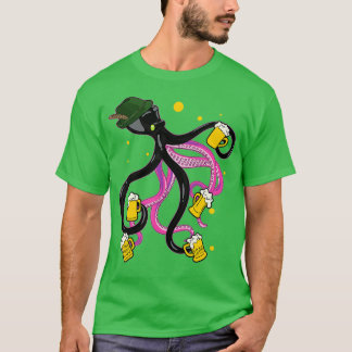 T-shirt Poulpe heureux avec chapeau allemand de bière Drôl