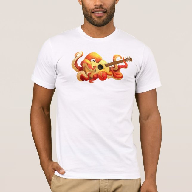T-shirt Poulpe jouant la chemise de guitare (Devant)
