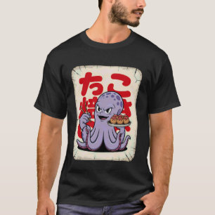 T-shirt Poulpe Takoyaki Japon Kanji Rétro