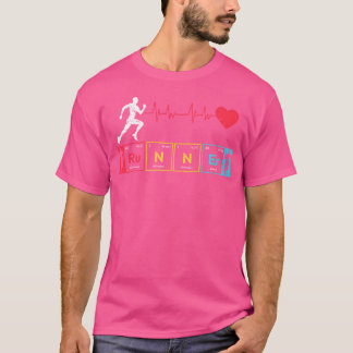 T-shirt Pouls de cœur de coureur Tableau périodique de cou
