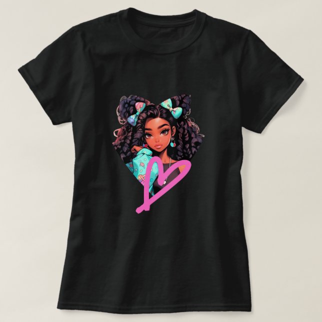 T-shirt Poupée cardiaque afro-américaine (Design devant)