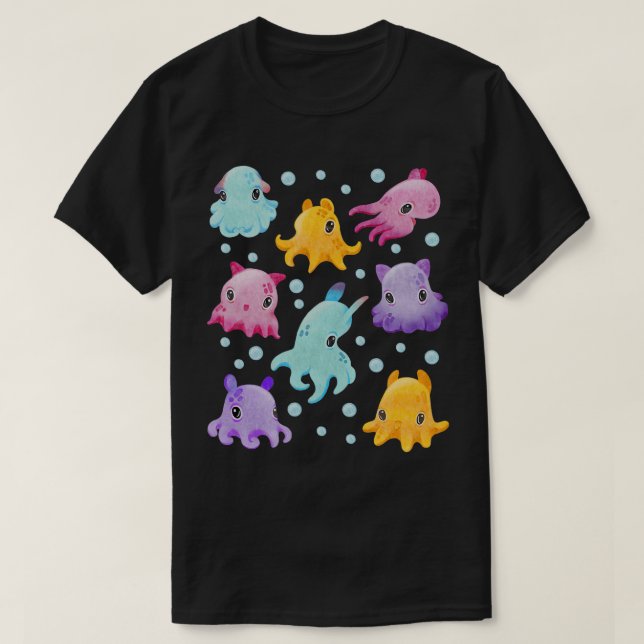T-shirt Poupée Dumbo, Cadeau de pieuvre mignonne, Aquarell (Design devant)