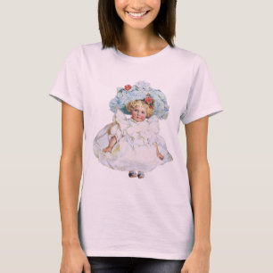 T-shirt Poupée vintage victorienne de bébé fille, chapeau