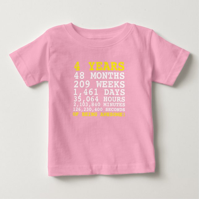 T-shirt pour 4 ans pour être génial Quatre 4 Ans (Devant)