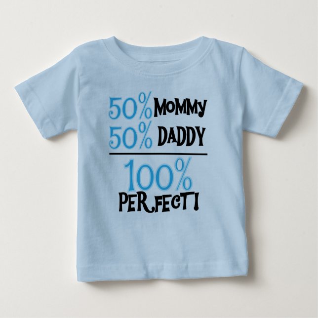 T-shirt Pour Bébé 100% Parfait Bleu (Devant)