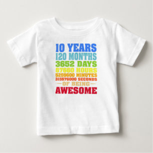 T-shirt Pour Bébé 10 ans 120 mois d'être génial 10e anniversaire