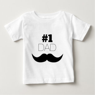 T-shirt Pour Bébé #1 Papa Mustache noire - Numéro Un