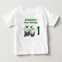 1er anniversaire aquarelle Panda Bears aquarelle