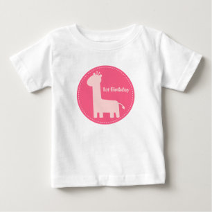 T-shirt Pour Bébé 1er anniversaire - Bébé Fille Silhouette de Girafe