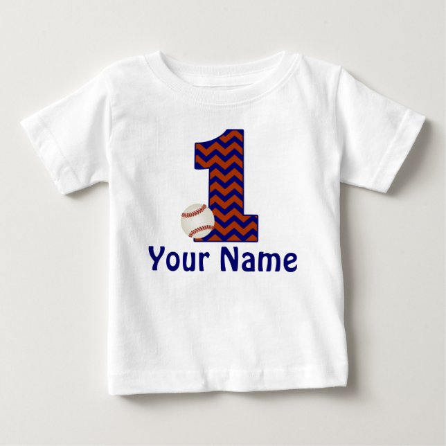 T-shirt Pour Bébé 1er anniversaire Chemise de baseball personnalisée (Devant)