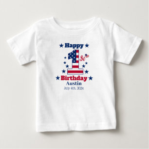 T-shirt Pour Bébé 1er anniversaire de bébé garçon 4 juillet personna