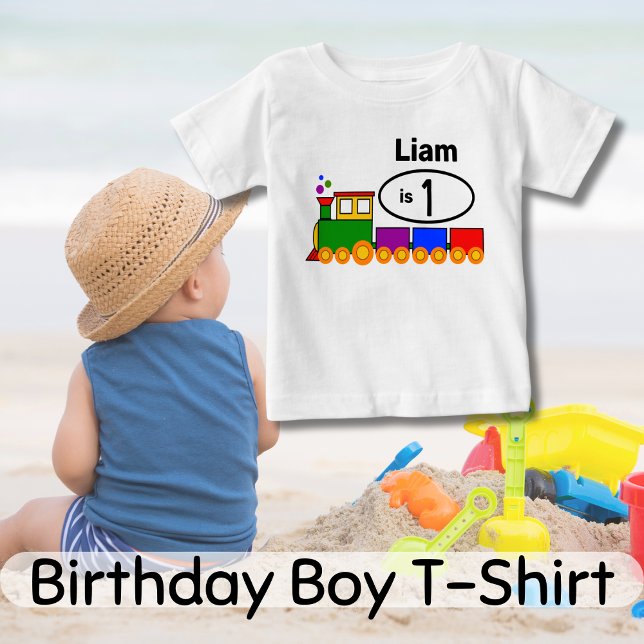 T-shirt Pour Bébé 1er anniversaire du mignon Train Boy (Créateur téléchargé)