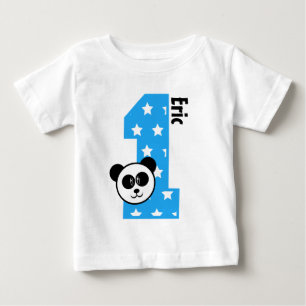 T-shirt Pour Bébé 1er Anniversaire Etoiles et Panda Garçon d'un an V