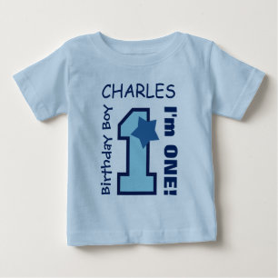 T-shirt Pour Bébé 1er Anniversaire Garçon BLUE Un an Nom personnalis