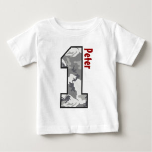 T-shirt Pour Bébé 1er Anniversaire Garçon Camo Un an Nom personnalis