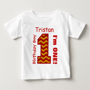 T-shirt Pour Bébé 1er anniversaire garçon CHEVRON un an Nom personna
