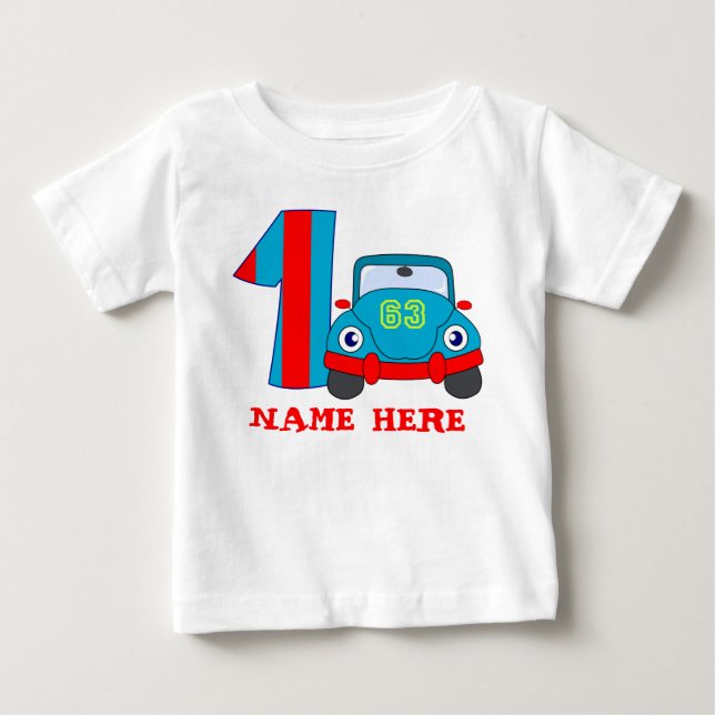 T-shirt Pour Bébé 1er anniversaire, jolie voiture (Devant)