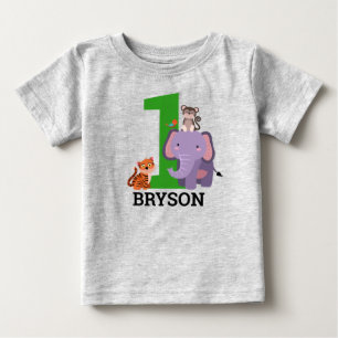 T-shirt Pour Bébé 1er anniversaire Jungle Safari Animaux