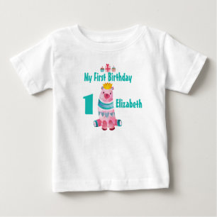 T-shirt Pour Bébé 1er anniversaire mignon Aquarelle Ours portant une