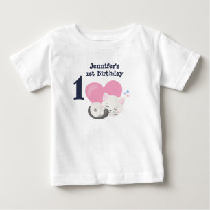 T-shirt Pour Bébé 1er anniversaire mignon blanc Kitty Chat Dormir