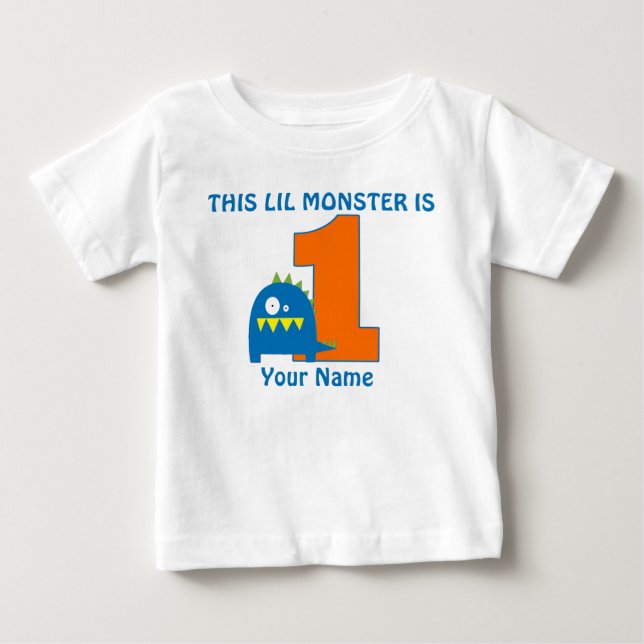 T-shirt Pour Bébé 1er Anniversaire Monstre Personnalisé T Chemise (Devant)