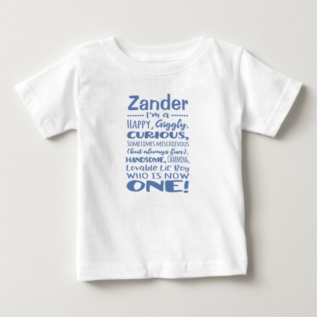 T-shirt Pour Bébé 1er anniversaire personnalisé Chemise d'un an (Devant)