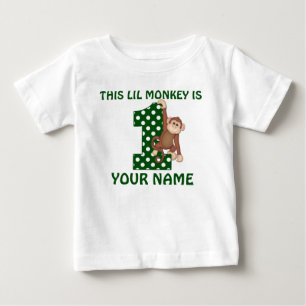 T-shirt Pour Bébé 1er Anniversaire Petit Singe Chemise Personnalisée