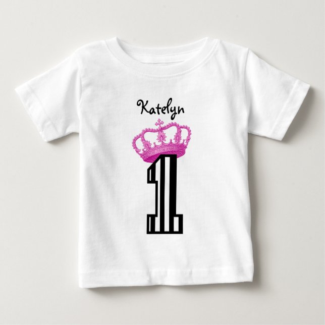 T-shirt Pour Bébé 1er Anniversaire Princesse Grève de la Couronne Un (Devant)