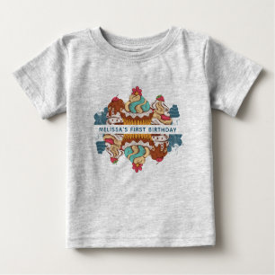 T-shirt Pour Bébé 1er Anniversaire Retro Style Cupcakes Sweet Desser