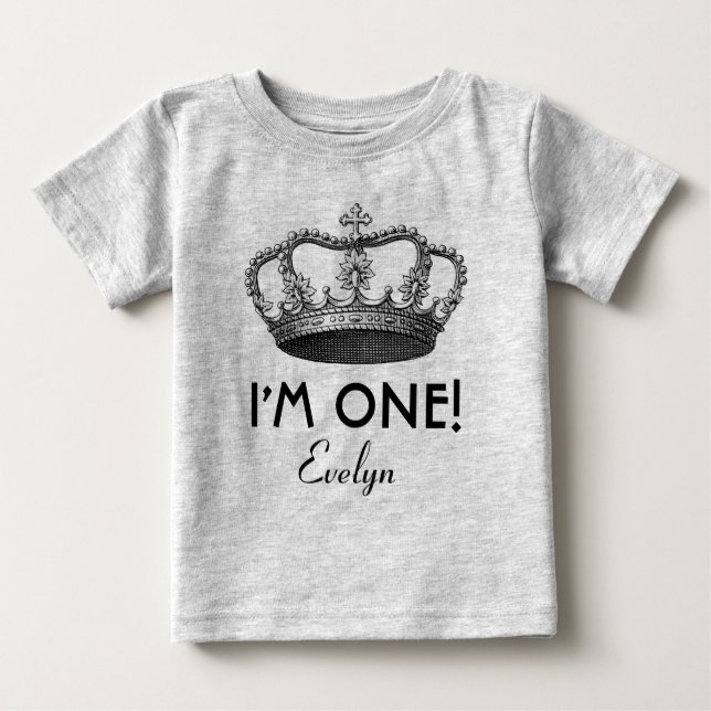T-shirt Pour Bébé 1er anniversaire Royal Prince Crown Un an (Devant)