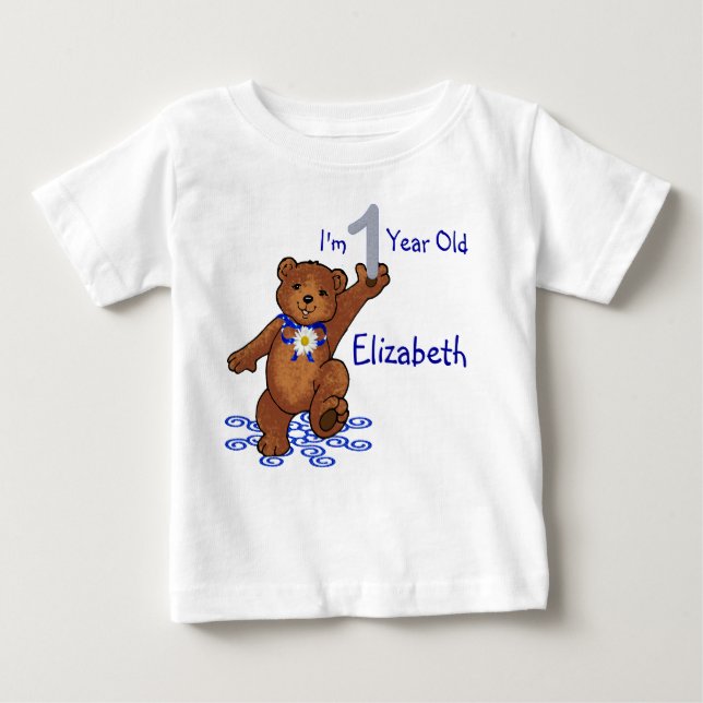 T-shirt Pour Bébé 1er anniversaire Teddy Bear for Girl (Devant)