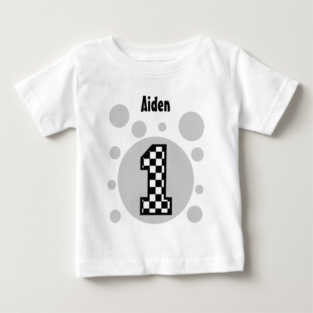 T-shirt Pour Bébé 1er Anniversaire Vérificateurs et bulles Un an Vie (Devant)