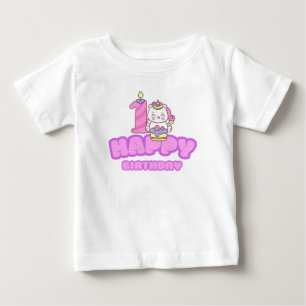 T-shirt Pour Bébé 1er joyeux anniversaire
