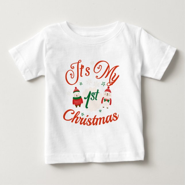 T-shirt Pour Bébé 1er Noël du bébé (Devant)