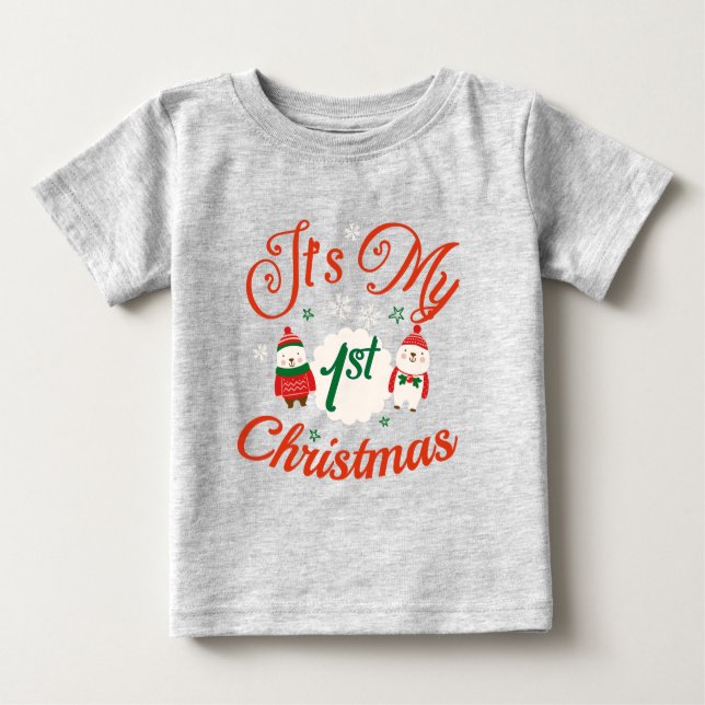 T-shirt Pour Bébé 1er Noël du bébé (Devant)
