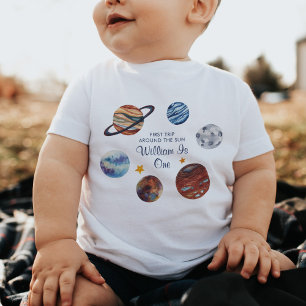 T-shirt Pour Bébé 1er voyage dans l'espace anniversaire personnalisé