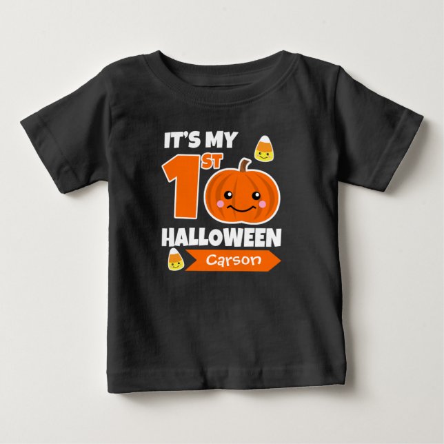 T-shirt Pour Bébé 1ère chemise d'Halloween personnalisée pour bébé - (Devant)