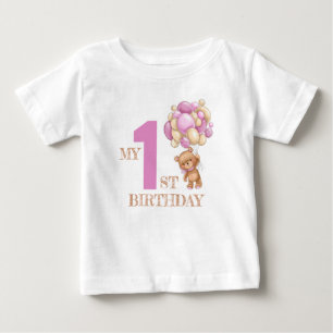 T-shirt Pour Bébé 1ère fille de pique-nique d'ours en peluche