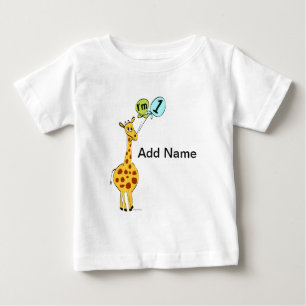 T-shirt Pour Bébé 1ère Giraffe d'anniversaire avec ballons