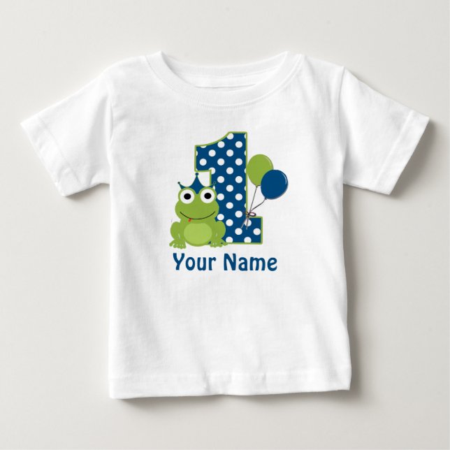 T-shirt Pour Bébé 1ère grenouille d'anniversaire Chemise personnalis (Devant)