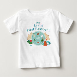 T-shirt Pour Bébé 1ère Pâque Bleu Personnalisé Nom du garçon Année