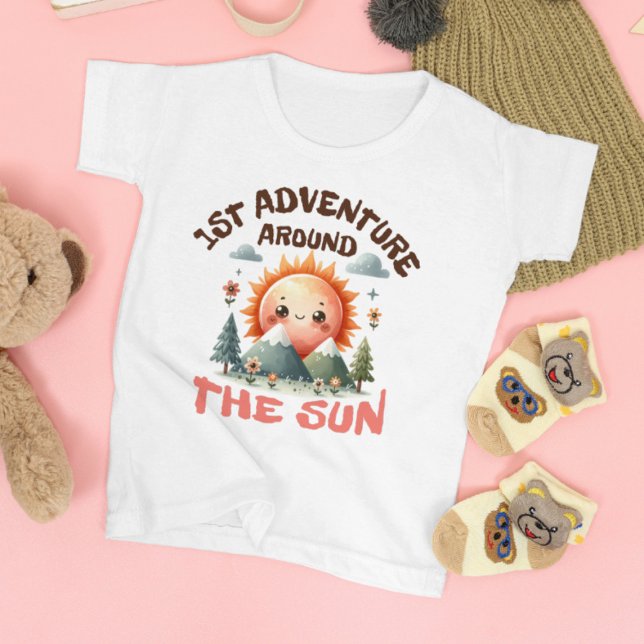 T-shirt Pour Bébé 1st Adventure Around the Sun Birthday (Créateur téléchargé)