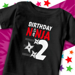 T-shirt Pour Bébé 2 Ans Ninja Party Stars Enfants 2e anniversaire