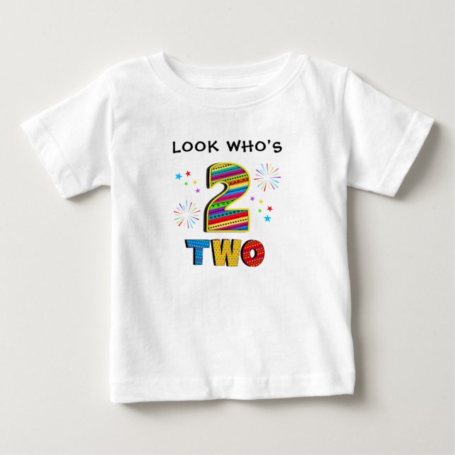 T-shirt Pour Bébé 2 Deux Deuxième Grand Anniversaire Amusant Feux d' (Devant)