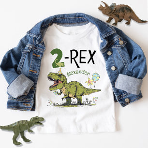 T-shirt Pour Bébé 2-Rex Cute Dinosaur Thème 2ème Anniversaire Nom de
