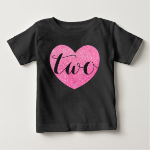 T-shirt Pour Bébé 2e anniversaire Baby Girl Parties scintillant coeu