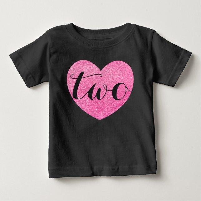T-shirt Pour Bébé 2e anniversaire Baby Girl Parties scintillant coeu (Devant)
